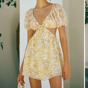 Sabo Skirt yellow floral cutout mini dress